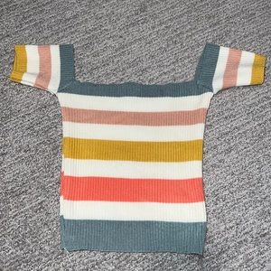 Multi color, striped crop top.